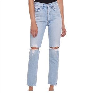 NWT agolde riley high rise straight crop in clear skies